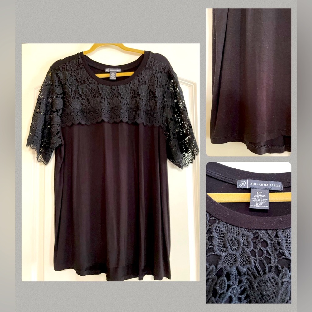 ADRIANNA PAPELL Casual Elegance Lace Top in XXL. Like NewShirt/Blouse No tags